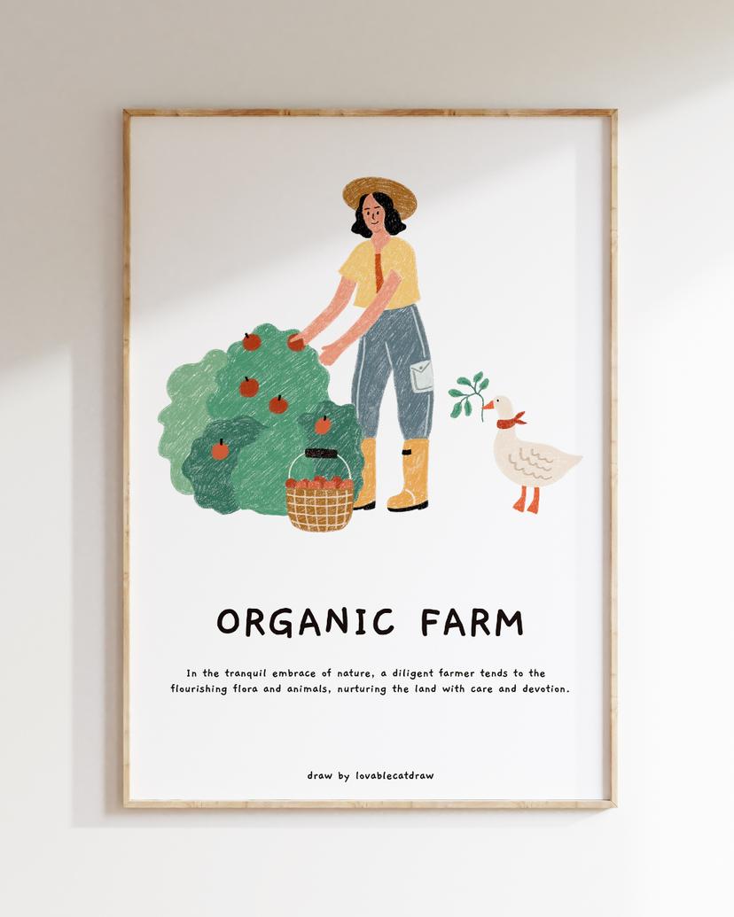 시골과 자연 핸드드로잉 포스터 Organic Farm Poster Wall Art